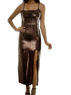 VIOLET WEEKEND JUNIORS SEQUINED BODYCON SIDE BROWN Juniors 5/6 NWT